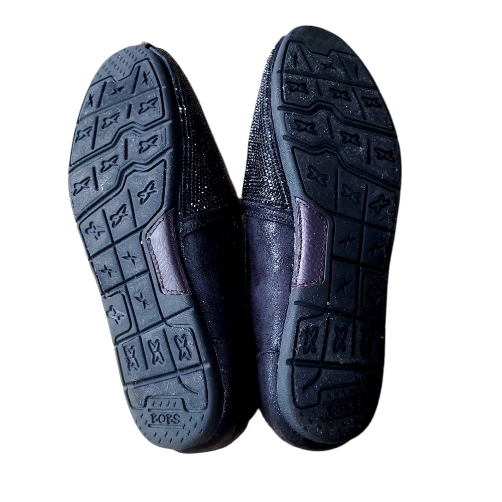 BOB'S SKECHER Black Glitter Plush Women's Size 8 Slip On Canvas Shoes - Picture 11 of 13